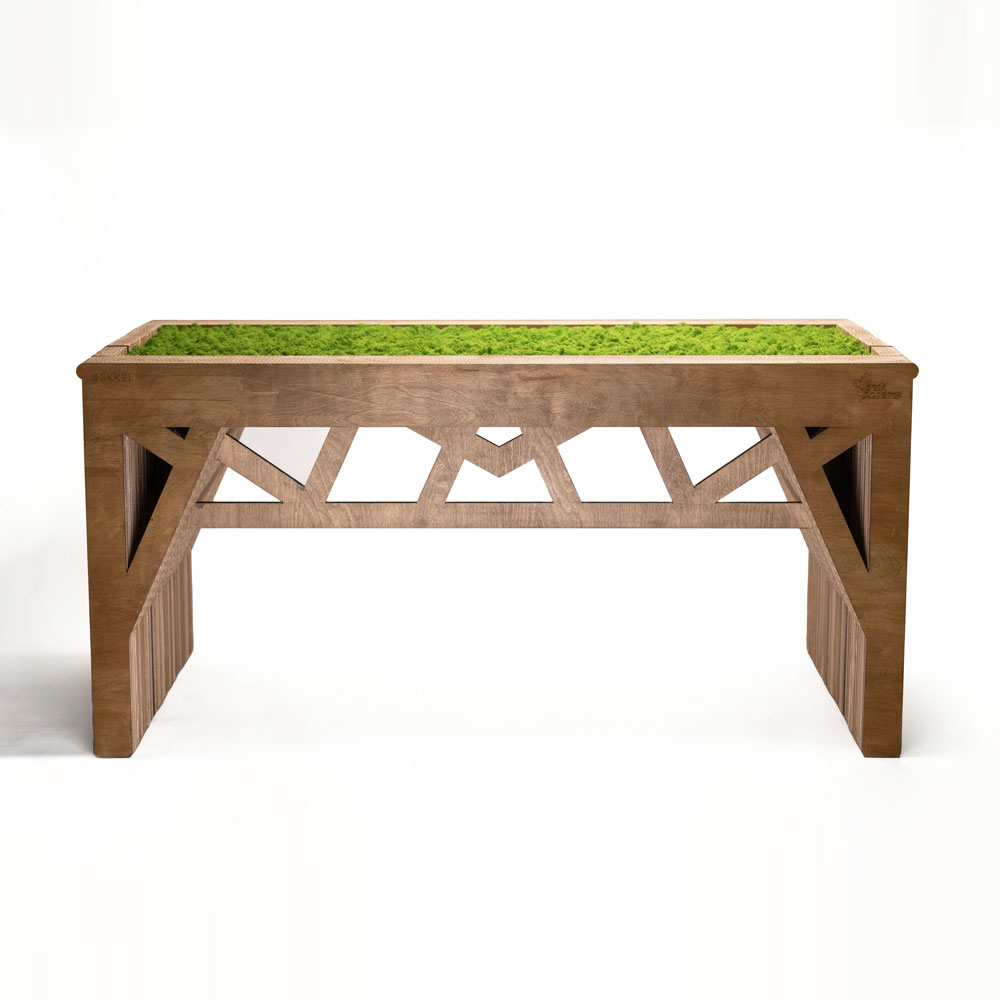 Linea RiciclaMoss! – Scrivania Paris Green Passion – by Verde Passione in collaborazione con Sekkei Linea RiciclaMoss! - Scrivania in cartone sostenibile con applicazioni di moss stabilizzato Nordic Plus - by Verde Passione in collaborazione con Sekkei