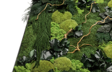 Quadro in Moss stabilizzato modello Giungla Frame, con fronde e rami
